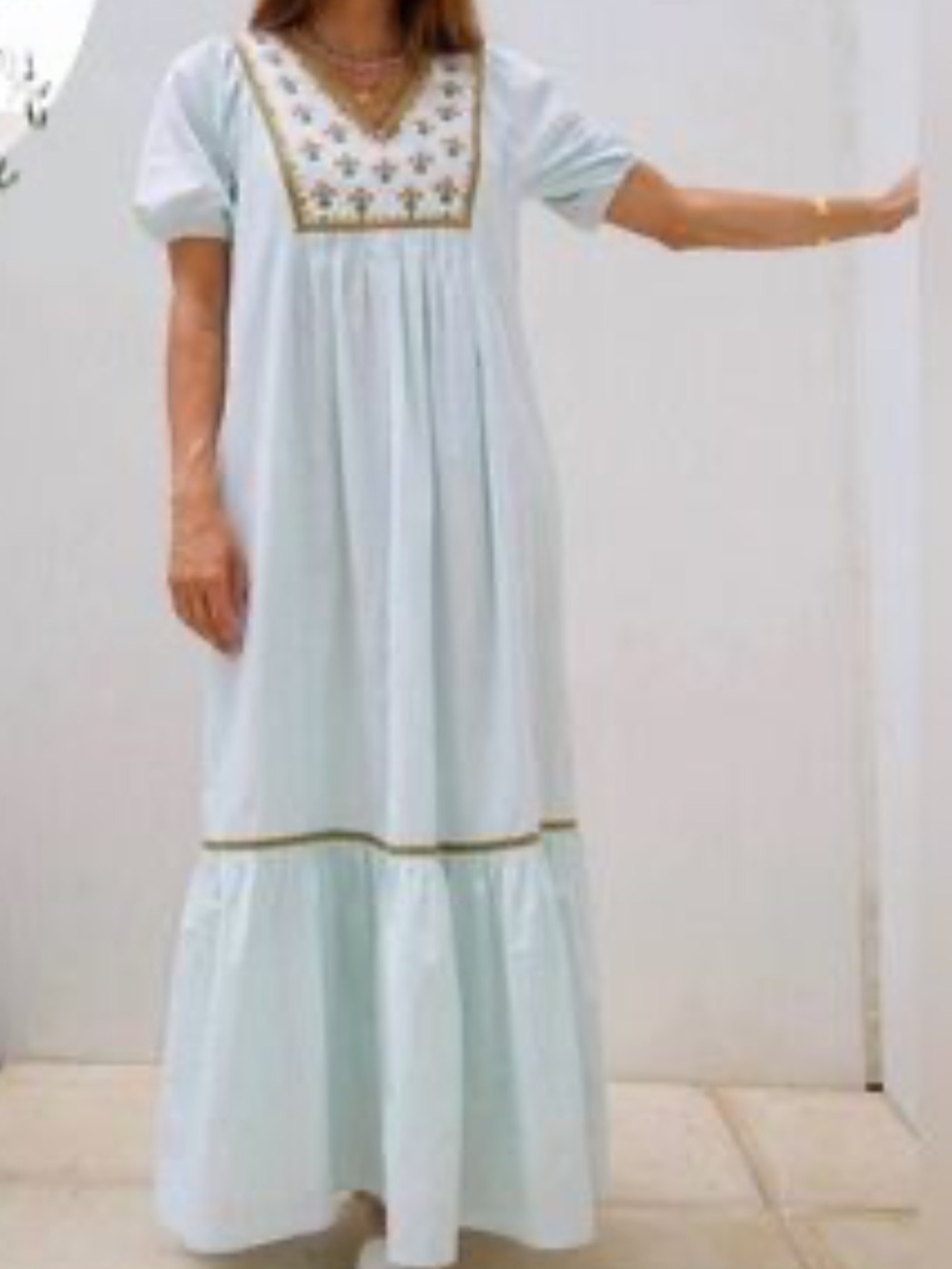 Ex VOTO Maxi Dress Cottagecore Boho Prairie embroidered cotton India medium M
